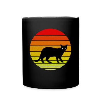Mignon chat noir au look vintage / rétro - Mug uni - noir - Devant