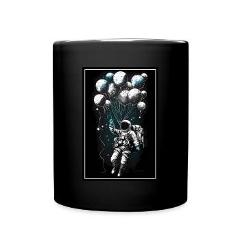 Astronaut Ballon Planet Raumfahrer Weltall All - Tasse einfarbig - Schwarz - Vorne