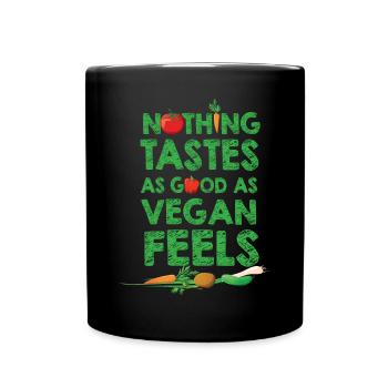 Vegan Fleischlos Tierlieb & Veganer - Tasse einfarbig - Schwarz - Vorne