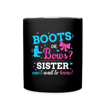 Gender reveal boots or bows sister matching baby p - Full Colour Mug - black - Front