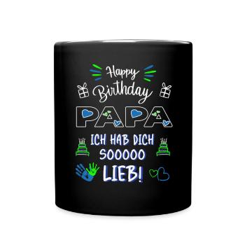 Papa Geburtstag – Ich hab dich lieb Papa - Tasse einfarbig - Schwarz - Vorne