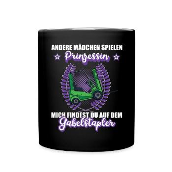 Gabelstapler Logistik Lageristin Beruf Staplerfahr - Tasse einfarbig - Schwarz - Vorne