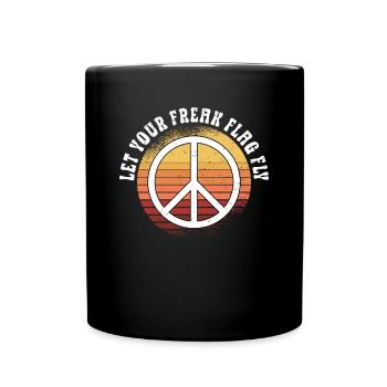 Hippie Peace Zeichen Frieden Blumen Blumenkind - Tasse einfarbig - Schwarz - Vorne