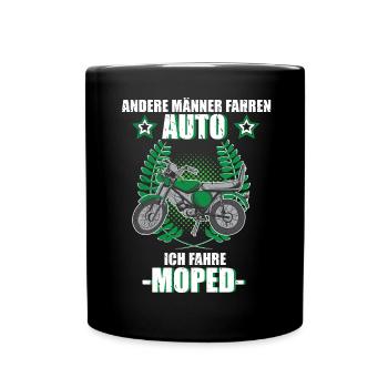 Moped Mopedfahrer Retro Mofa Zweitakt - Tasse einfarbig - Schwarz - Vorne