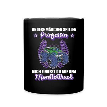 Monstertruck Mädchen Fahrerin Auto Motorsport - Tasse einfarbig - Schwarz - Vorne