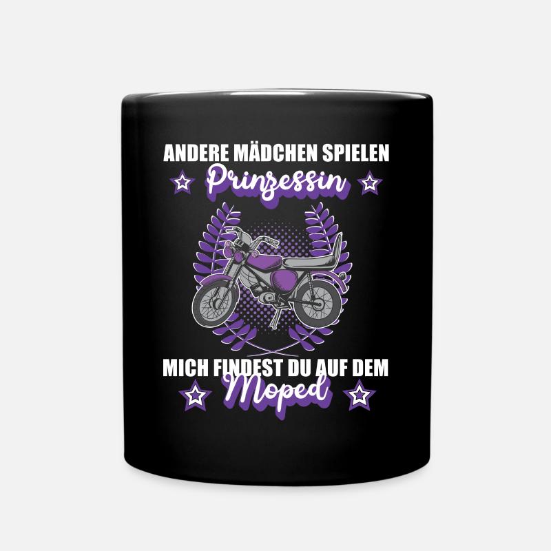 Moped Mopedfahrerin Retro Bikerin Geschenk - Tasse einfarbig - Schwarz