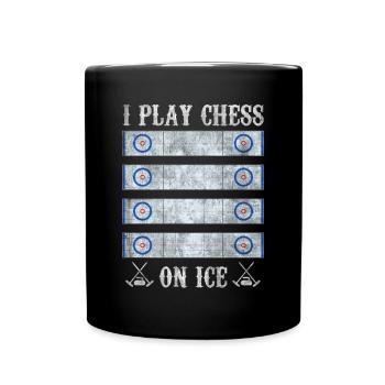 I play Chess on Ice Curling House - Full Colour Mug - black - Front