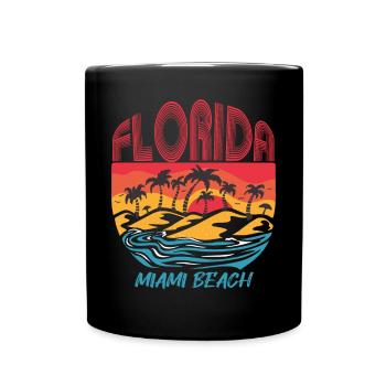 Miami Beach Florida Holiday Ocean Beach Surfing - Full Colour Mug - black - Front
