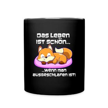 Ausgeschlafen Fuchs Schlafen - Tasse einfarbig - Schwarz - Vorne