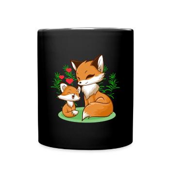 Fuchs Mama Baby - Tasse einfarbig - Schwarz - Vorne
