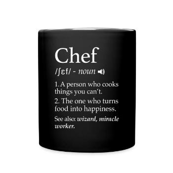 Chef Definition Lustige Zeile Sagen Koch Kochen Gif - Tasse einfarbig - Schwarz - Vorne