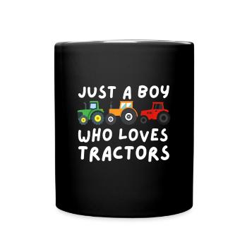 Just A Boy Who Loves Tractors - Farmer & Farming G - Full Colour Mug - black - Front