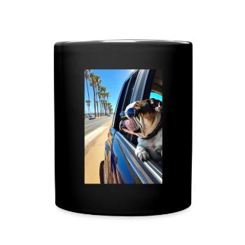 English Bulldog Sunglasses Beach Palms - Full Colour Mug - black - Front