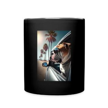English Bulldog Sunglasses Beach Palms - Full Colour Mug - black - Front