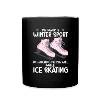 Eis Skating -Skater Eisschild Skate Girl - Tasse einfarbig - Schwarz - Vorne