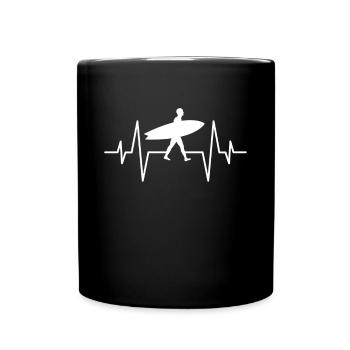 Surfen Surfer Herzschlag - Tasse einfarbig - Schwarz - Vorne