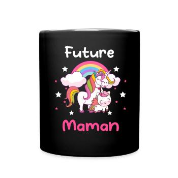 Future maman licorne annonce grossesse mère - Mug uni - noir - Devant
