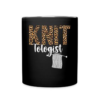 Knitting Wrinkled Leopard Cheetah - Full Colour Mug - black - Front