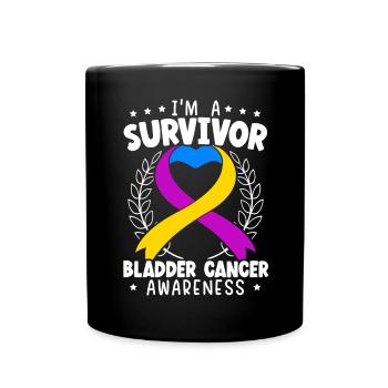 Bladder Cancer Survivor Bladder Cancer Awareness - Full Colour Mug - black - Front