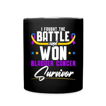 Fought The Battle And Won Bladder Cancer Survivor - Full Colour Mug - black - Front