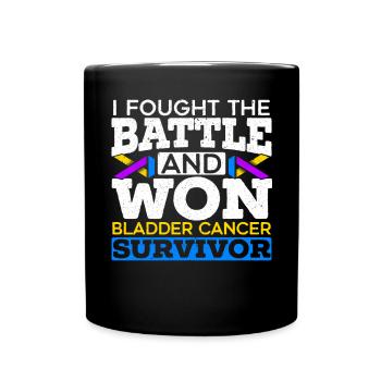 Fought The Battle And Won Bladder Cancer Survivor - Full Colour Mug - black - Front