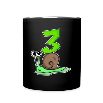 3 Jahre alt - 3. Geburtstag mit Tier Motiv - Tasse einfarbig - Schwarz - Vorne