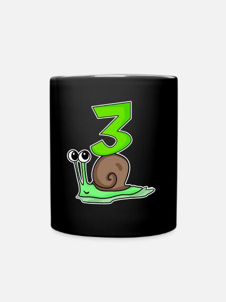 3 Jahre alt - 3. Geburtstag mit Tier Motiv - Tasse einfarbig - Schwarz