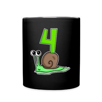 4 Jahre alt - 4. Geburtstag mit Tier Motiv - Tasse einfarbig - Schwarz - Vorne