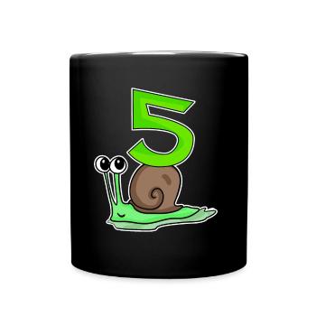 5 Jahre alt - 5. Geburtstag mit Tier Motiv - Tasse einfarbig - Schwarz - Vorne