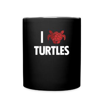 I love Turtles Water Turtle - Full Colour Mug - black - Front