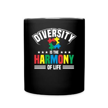 Autism Awareness Month Puzzle Music Heart - Full Colour Mug - black - Front