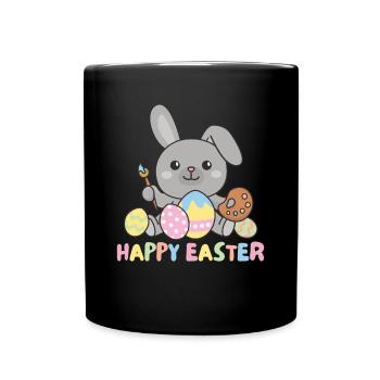 happy easter sweet Easter with Easter eggs - Full Colour Mug - black - Front