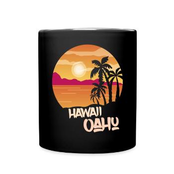 Oahu Vacances en famille Hawaï Océan Palmiers - Mug uni - noir - Devant