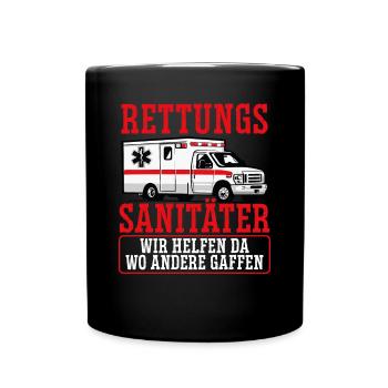 Wir Helfen, Wo Andere Gaffen - Tasse einfarbig - Schwarz - Vorne