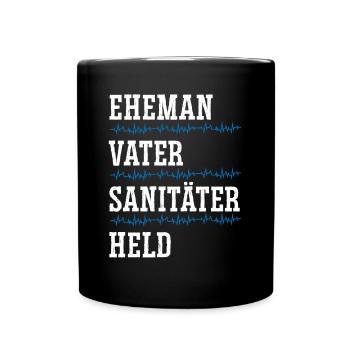 Ehemann Vater Sanitäter Held - Tasse einfarbig - Schwarz - Vorne