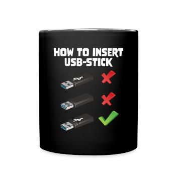 How To Insert USB Stick Funny Programmer Meme - Tasse einfarbig - Schwarz - Vorne