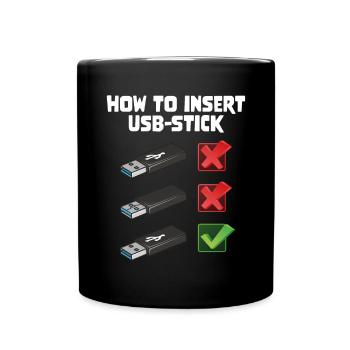 How To Insert USB Stick Funny Programmer Meme - Tasse einfarbig - Schwarz - Vorne