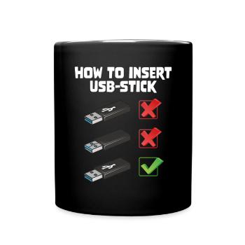 How To Insert USB Stick Funny Programmer Meme - Tasse einfarbig - Schwarz - Vorne