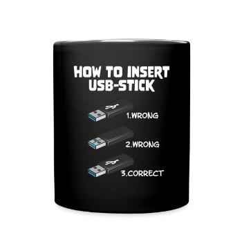 How To Insert USB Stick Funny Programmer Meme - Tasse einfarbig - Schwarz - Vorne