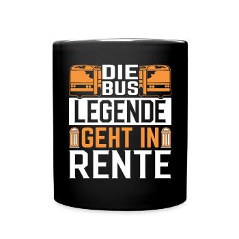 Rente Busfahrer Geschenkidee Spruch Rente Beruf - Tasse einfarbig - Schwarz - Vorne