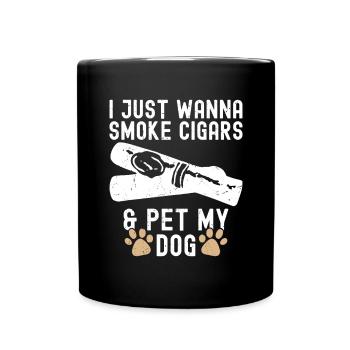 Cigare et chiens fumant des toabacos - Mug uni - noir - Devant