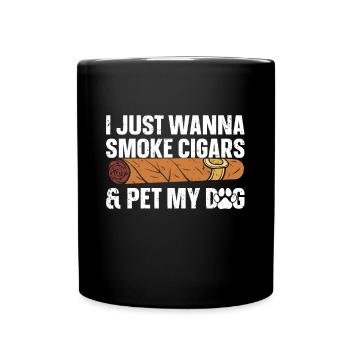 Cigare et chiens fumant des toabacos - Mug uni - noir - Devant