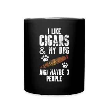 Cigare et chiens fumant des toabacos - Mug uni - noir - Devant
