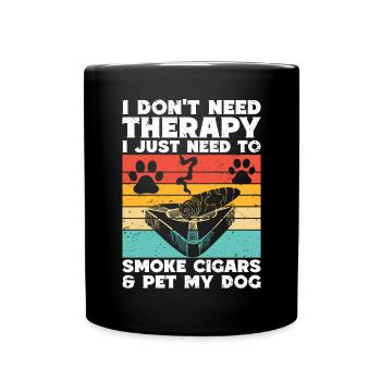 Cigare et chiens fumant des toabacos - Mug uni - noir - Devant
