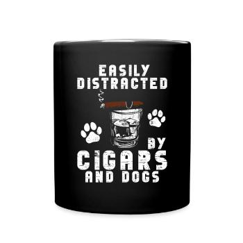 Cigare et chiens fumant des toabacos - Mug uni - noir - Devant