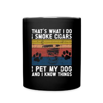 Cigare et chiens fumant des toabacos - Mug uni - noir - Devant