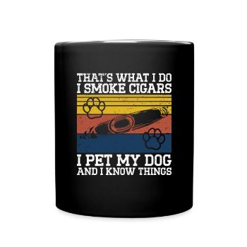 Cigare et chiens fumant des toabacos - Mug uni - noir - Devant