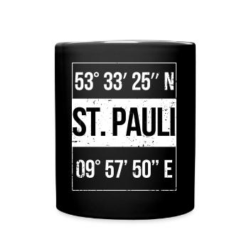 Koordinaten St. Pauli Hamburg - Tasse einfarbig - Schwarz - Vorne