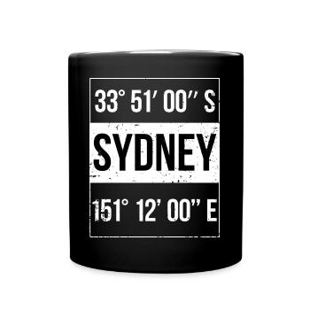 Sydney Koordinaten Australien - Tasse einfarbig - Schwarz - Vorne