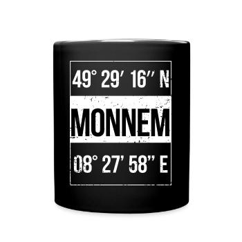 Monnem Koordinaten Mannheim - Tasse einfarbig - Schwarz - Vorne